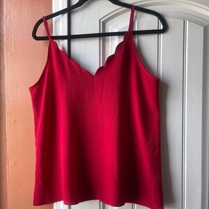 Women's Red Scallop V-Neck Camisole Top
